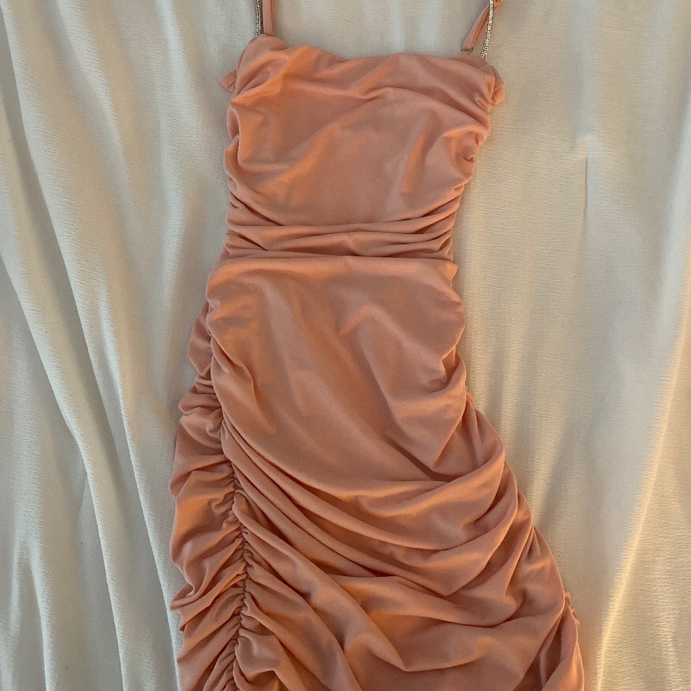 NWOT Lucy in the sky Backless dress with Rhinestone straps